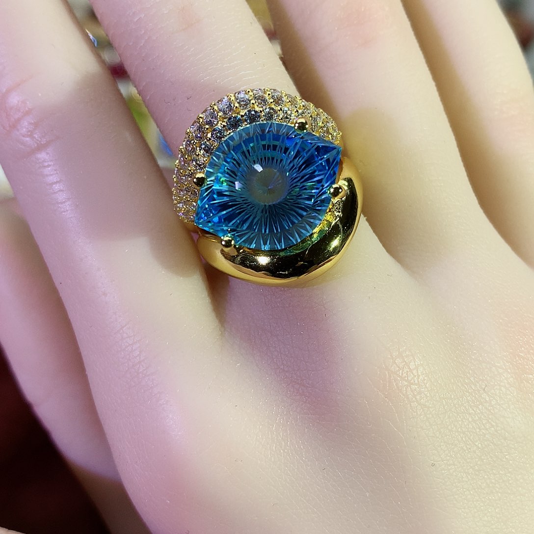 托帕石戒指银S925镶嵌