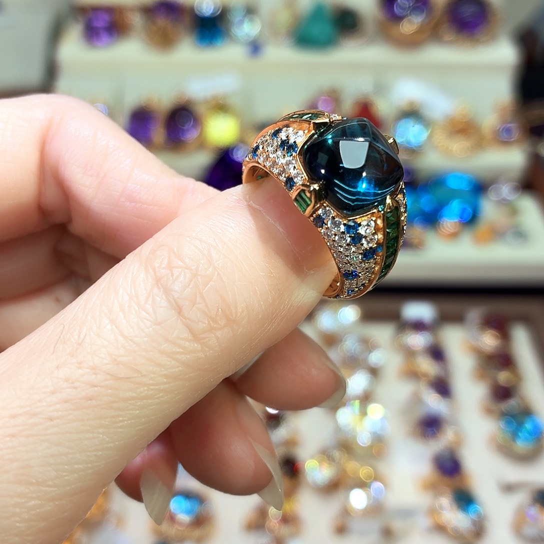 托帕石银S925镶嵌戒指