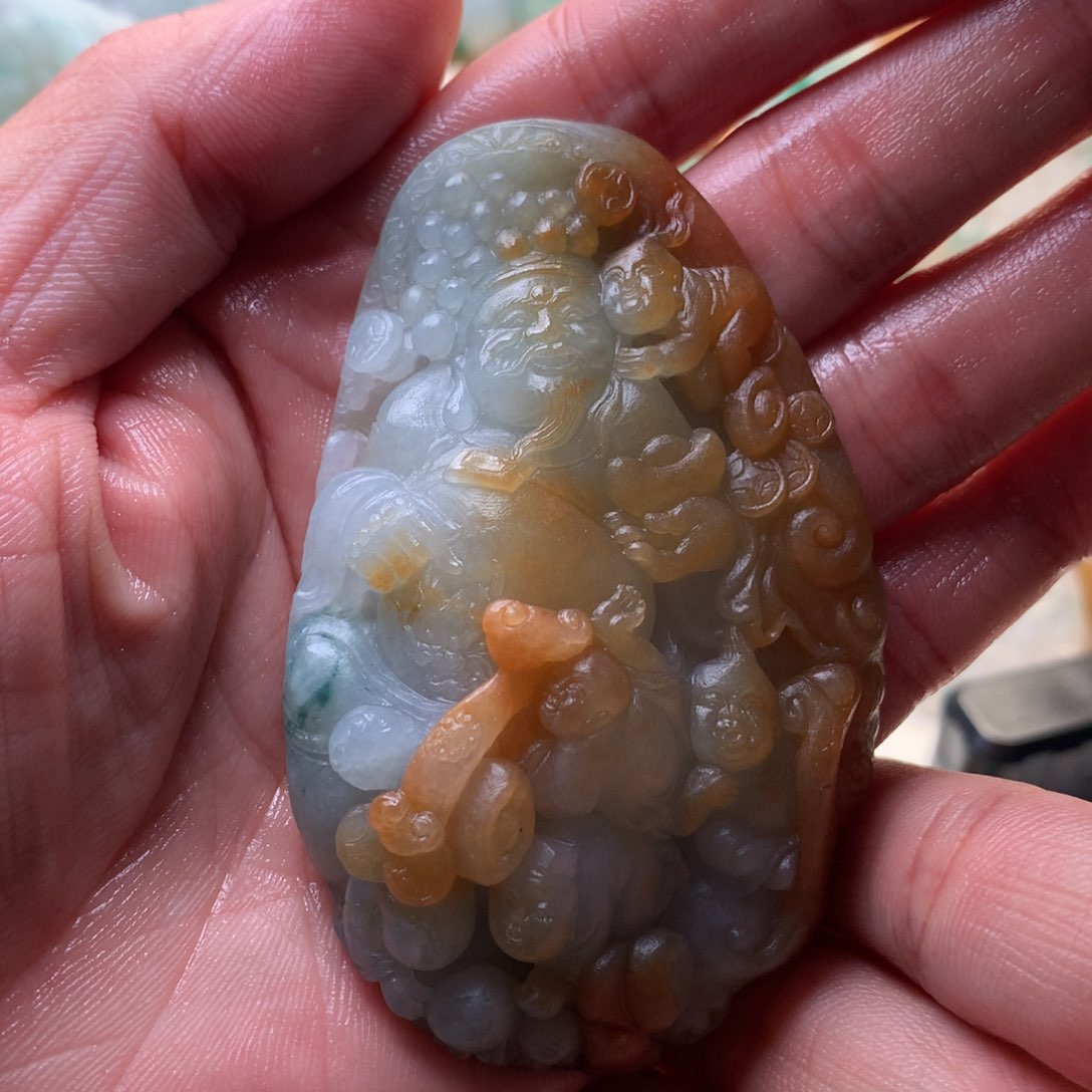 啊***哈定制翡翠未镶嵌财神