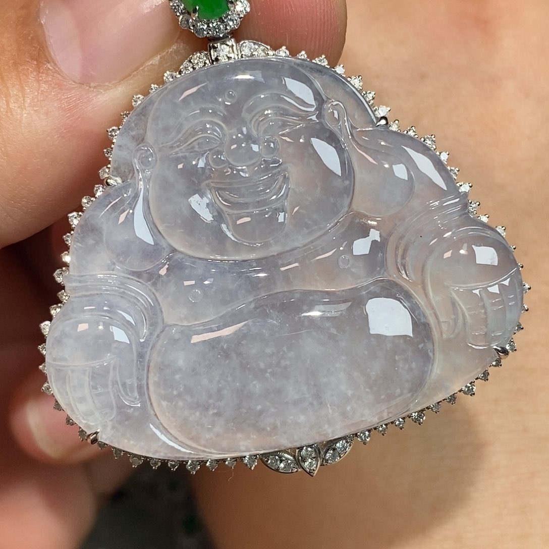 翡翠颈饰18K金镶嵌佛公