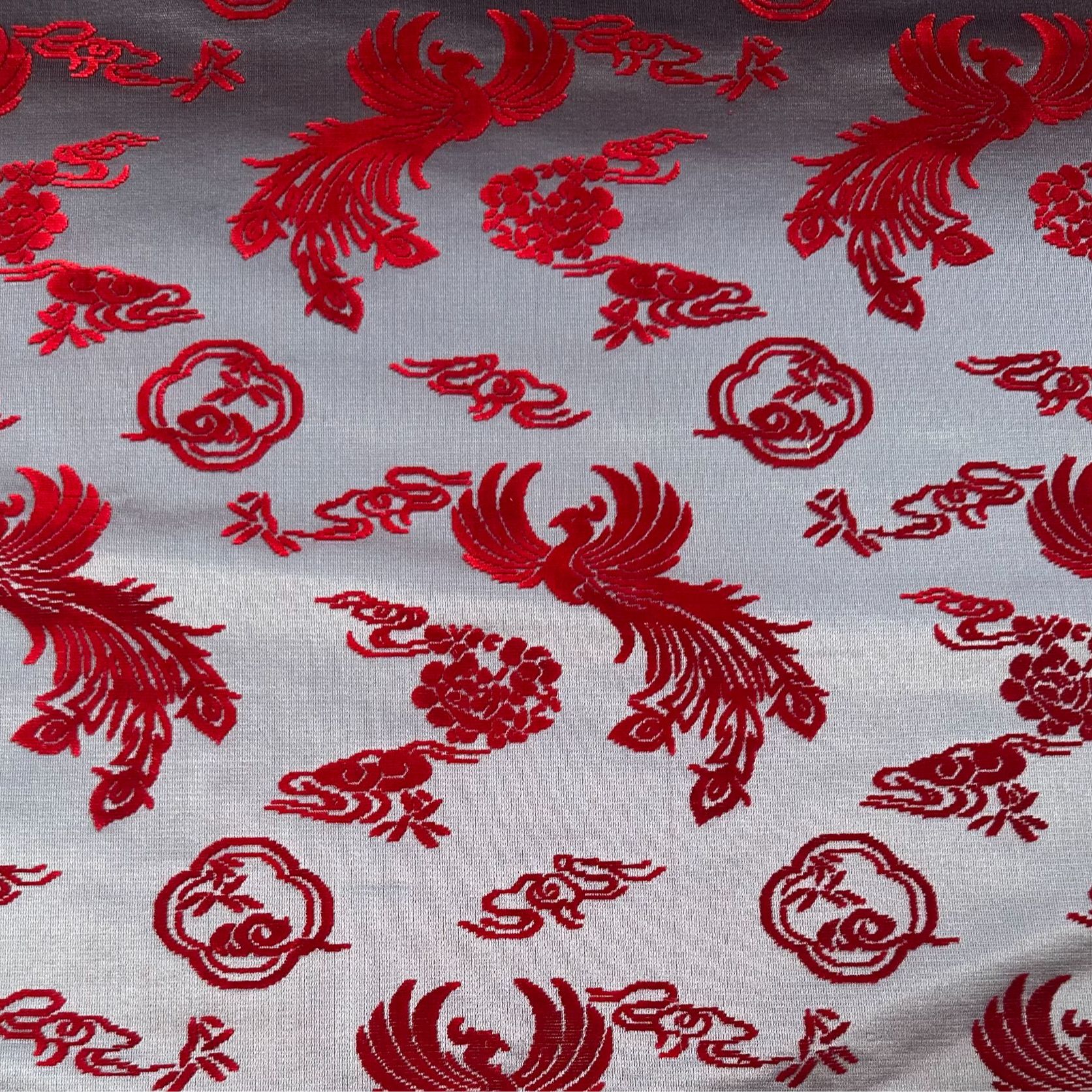 【苏绸 祥云凤凰】非遗漳绒漳缎面料100%桑蚕丝70CM幅宽diy定制