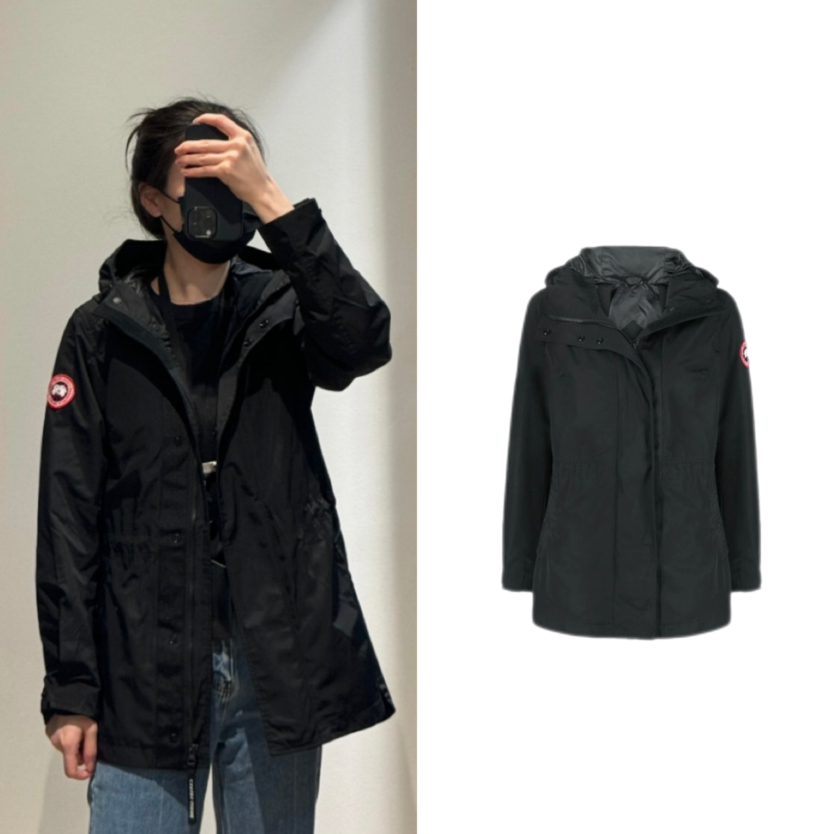 未使用 CANADA GOOSE 加拿大鹅 防风防水纯色条纹夹克外套