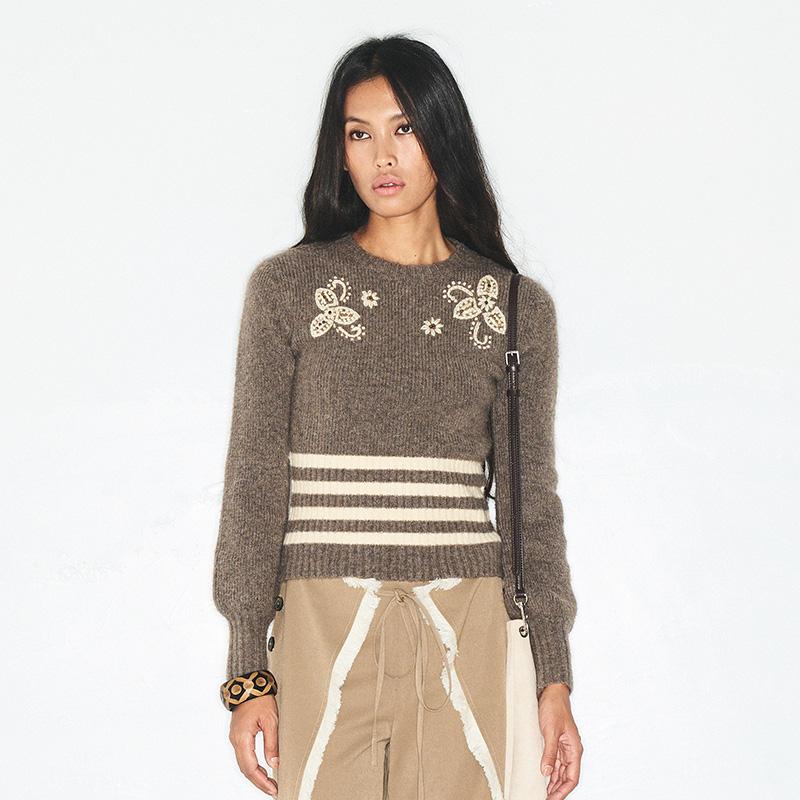 Palavas双生镜花收腰针织打底上衣女