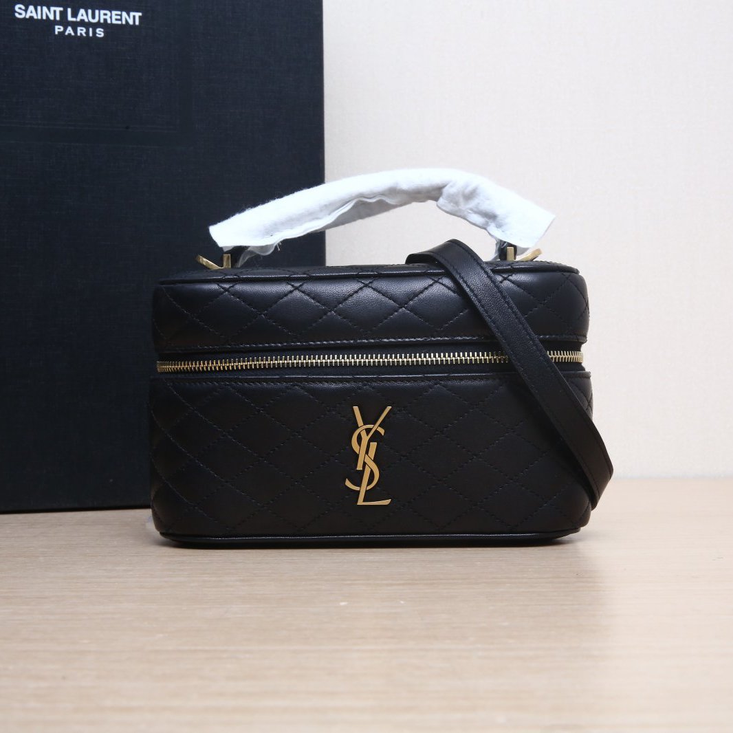 95新 YSL/圣罗兰 活动黑黑 GABY mini 盒子 斜挎包