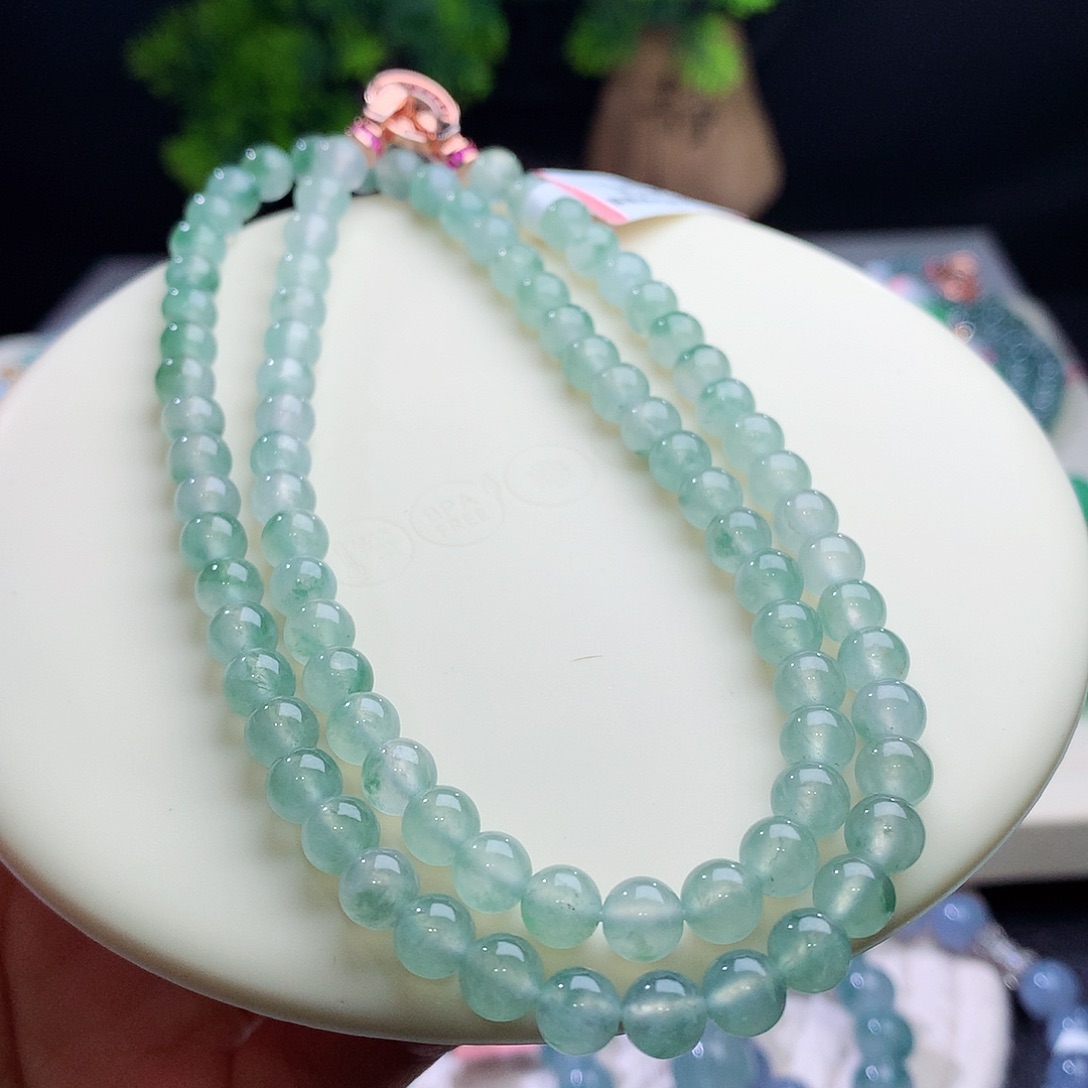 项链未镶嵌翡翠卡6mm冰晴底飘花