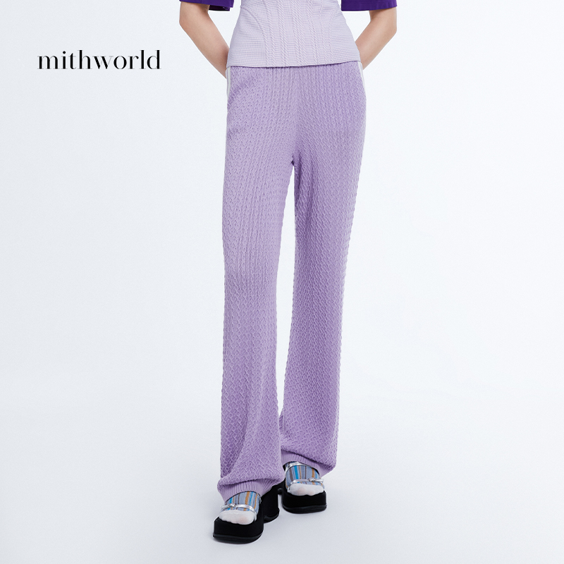mithworld提花拼接腰头直筒休闲裤新款女装休闲短裤W1FSS5158P6