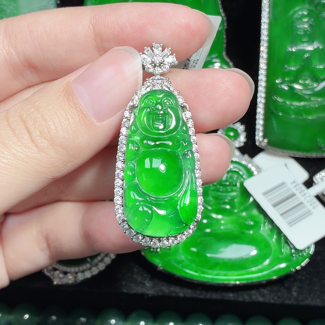 翡翠银S925镶嵌颈饰天然A货翡翠