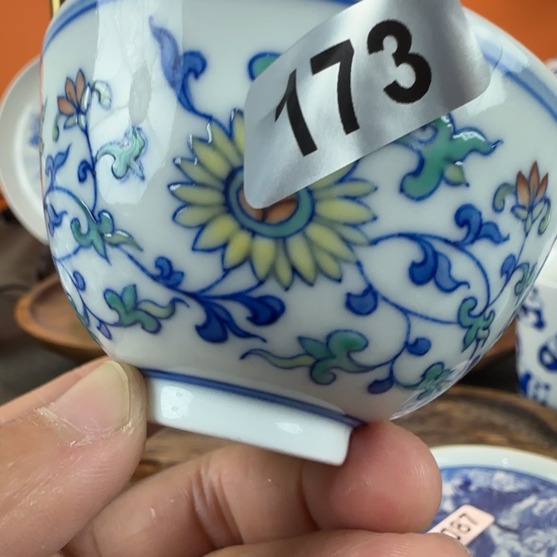 时***落瓷片景德镇手绘青花茶器173