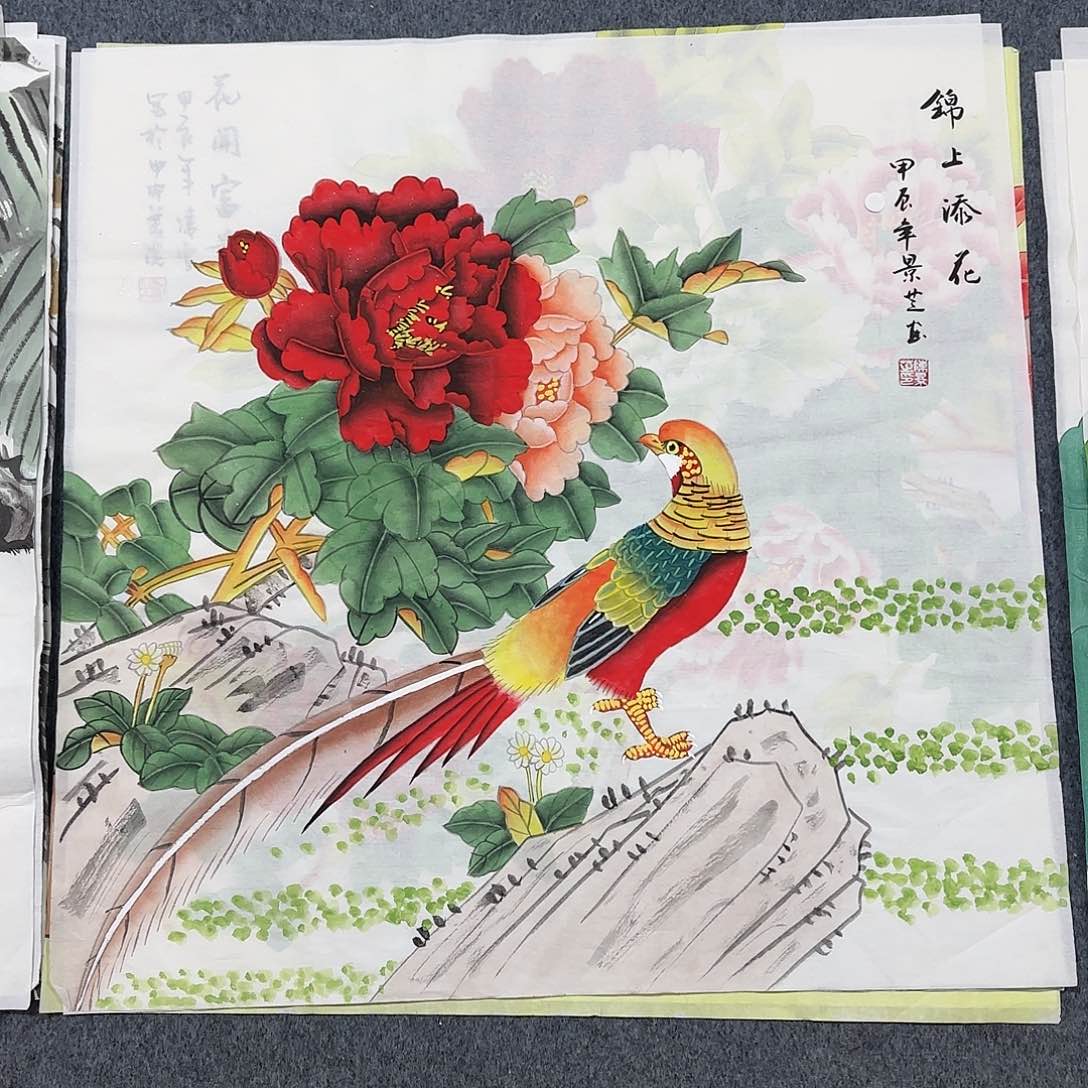 国画尺寸70X70手绘作品 