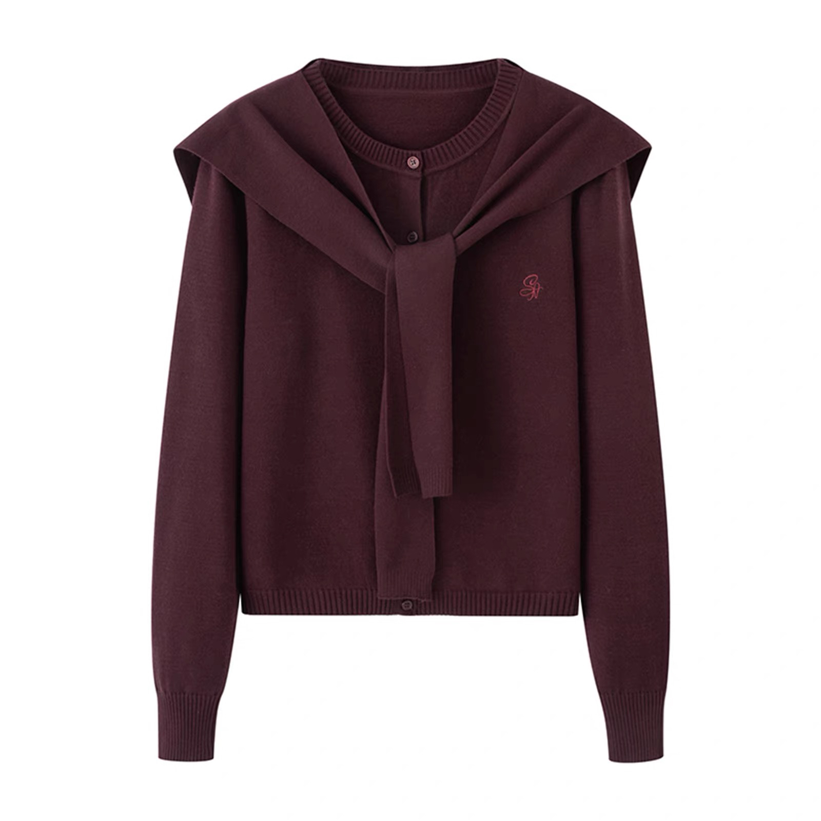 诗家同款2025秋季新款简约百搭披肩针织衫两件套3G8232971