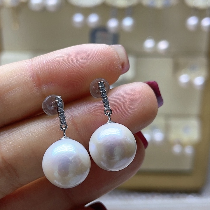 淡水珍珠耳饰银S925镶嵌