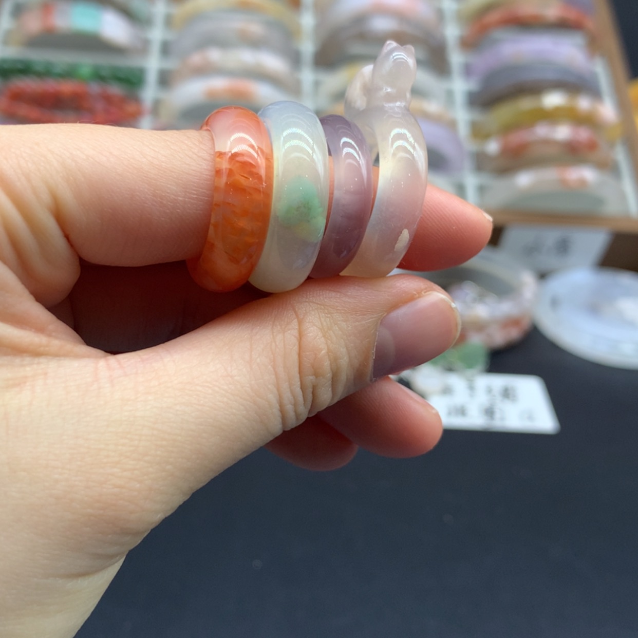 【闪购商品】玛瑙/玉髓戒指未镶嵌圈17发一个