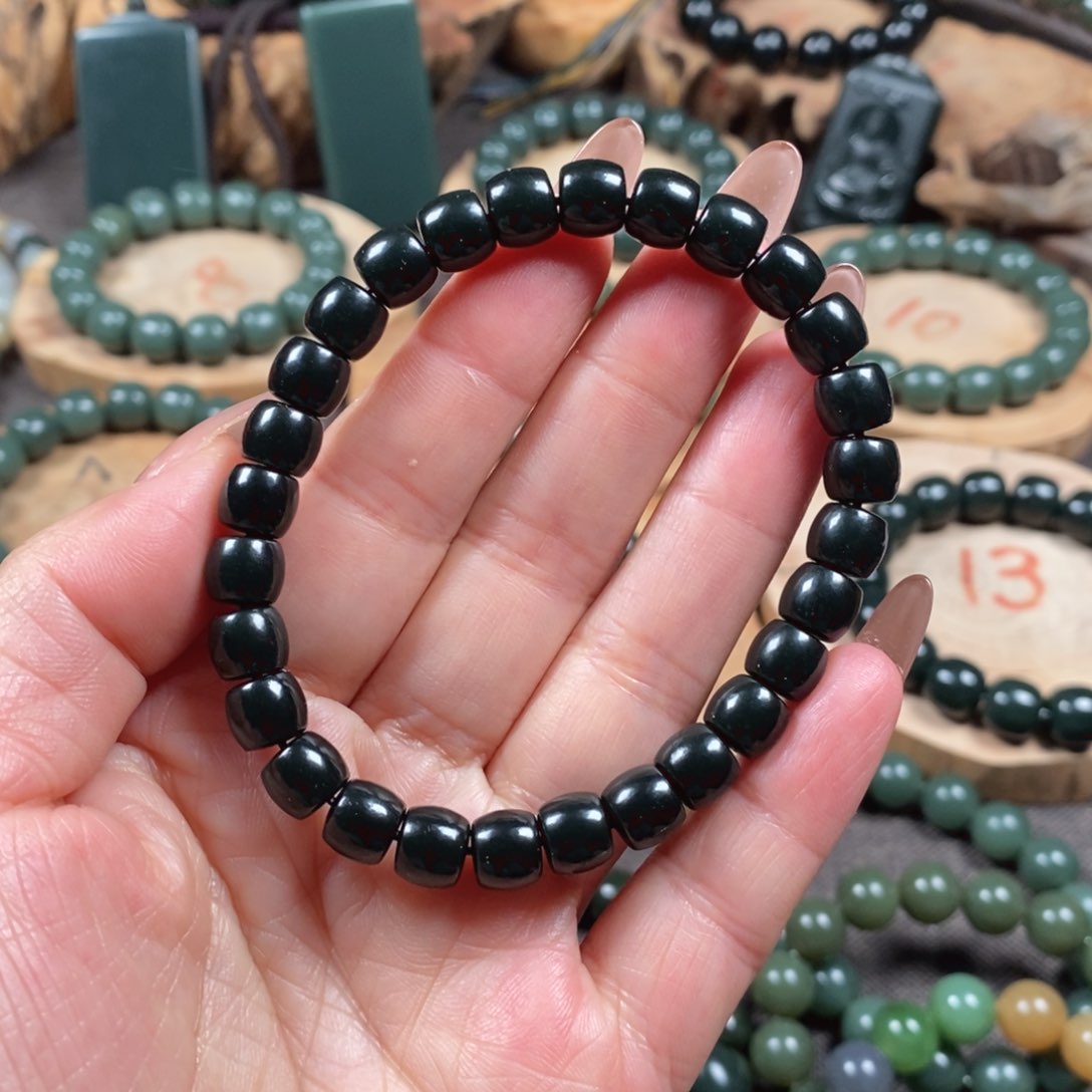 和田玉（青玉）手链未镶嵌