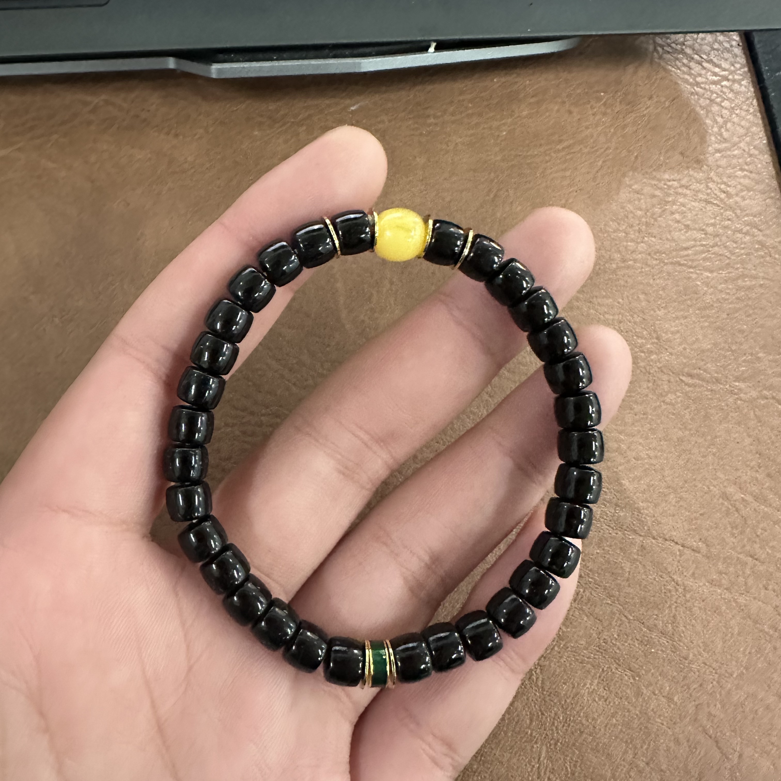 【木阳精工】椰蒂6*7带小黄 单圈手串