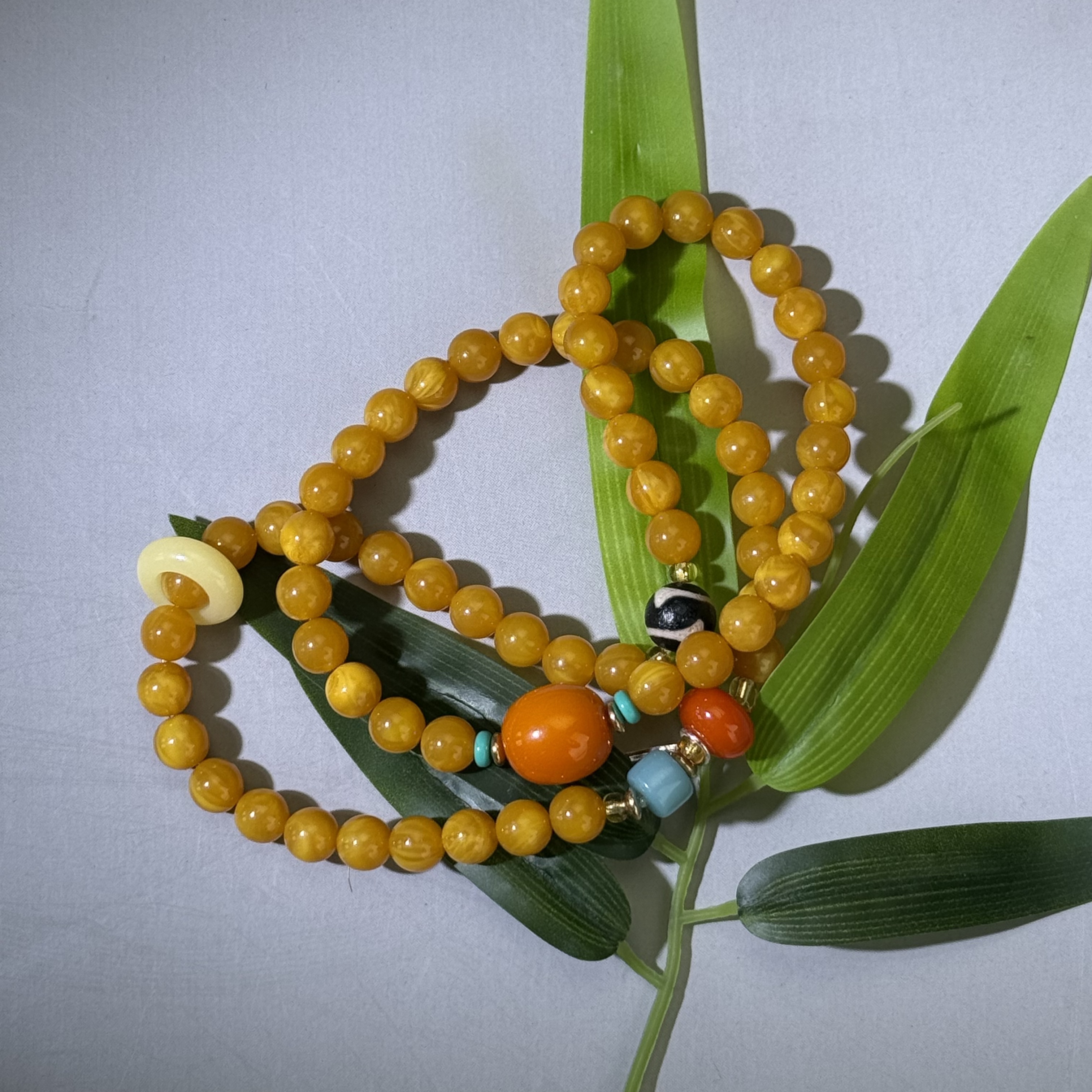 【尚御阁】ml双圈配天珠淡黄