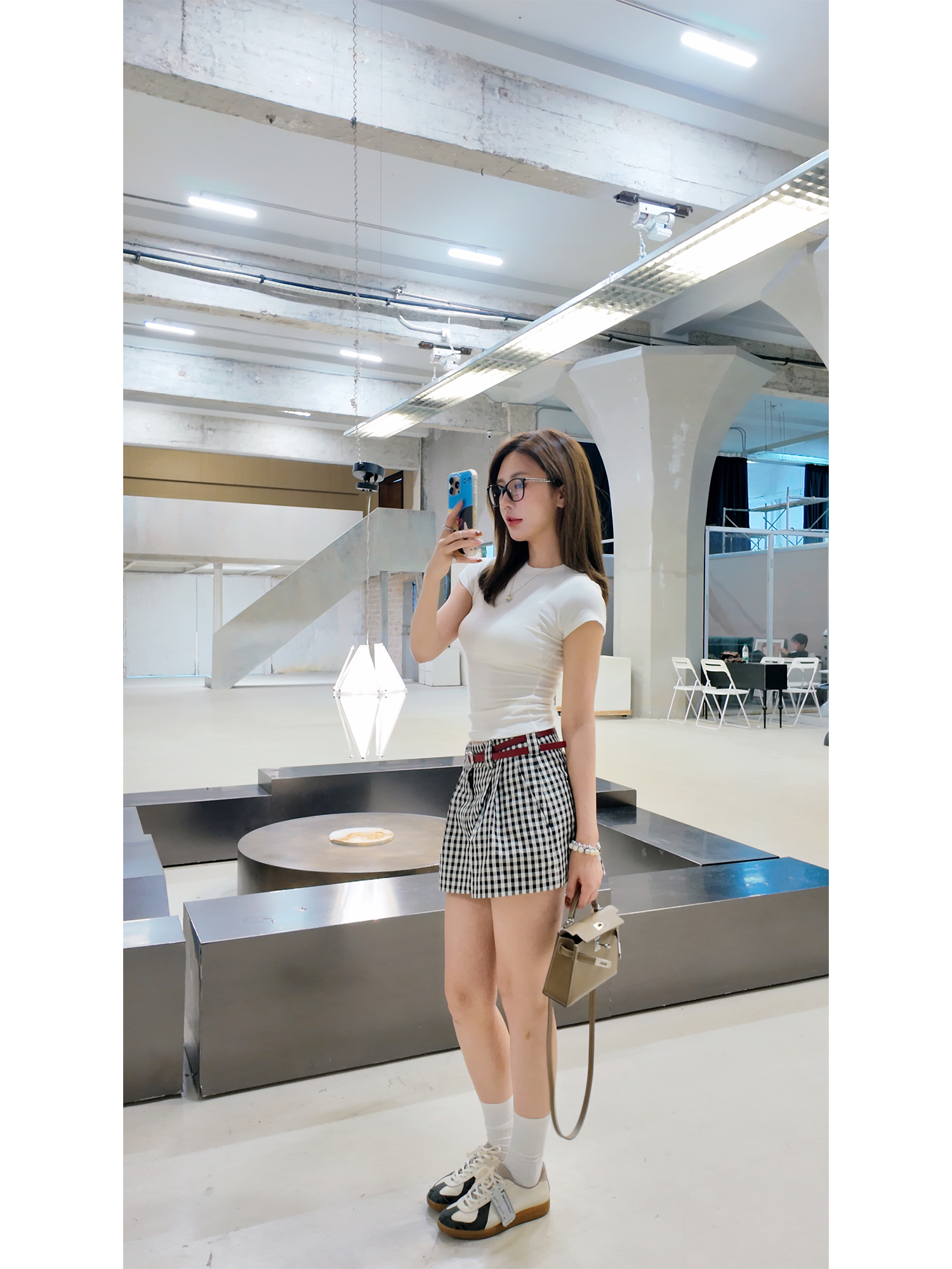 ONEBLUE修身显瘦白色短袖T恤女