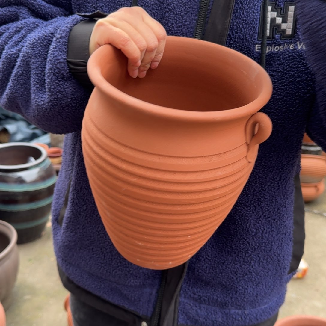 紫砂花盆口20高26宜兴紫砂瑕疵底部火裂