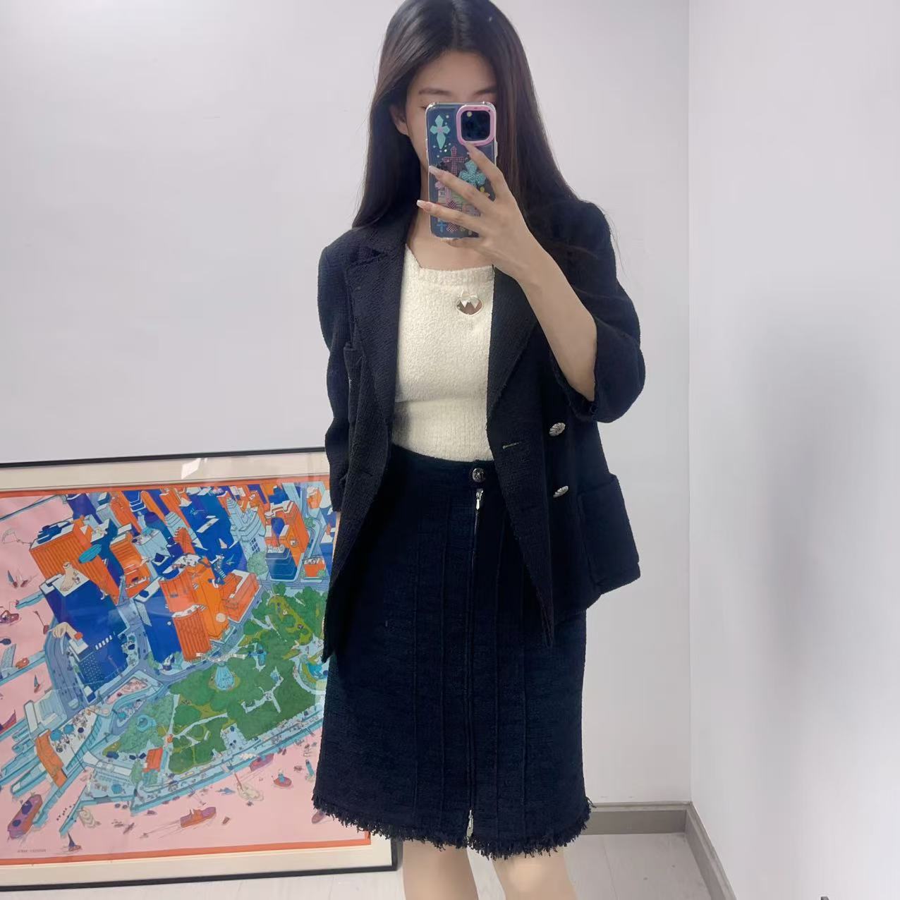 95新 Chanel/香奈儿 麦殿/棉织软呢短裙38码/250507JJKXH03