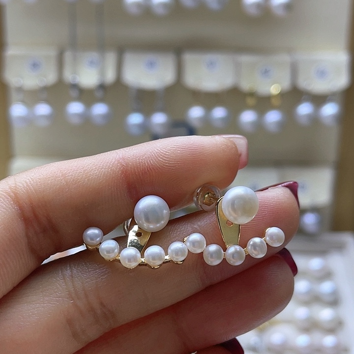 淡水珍珠耳饰银S925镶嵌