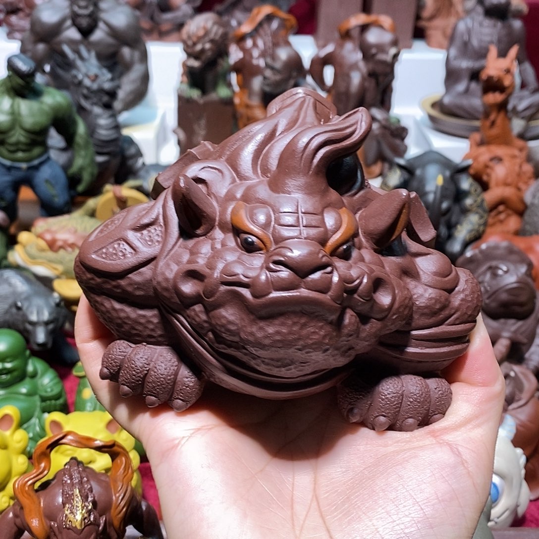 茶宠紫砂宜兴紫砂虎蟾