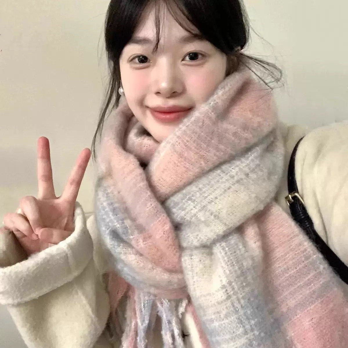 美拉德格子围巾秋冬季女披肩韩系高级氛围感加厚情侣围脖百搭时尚