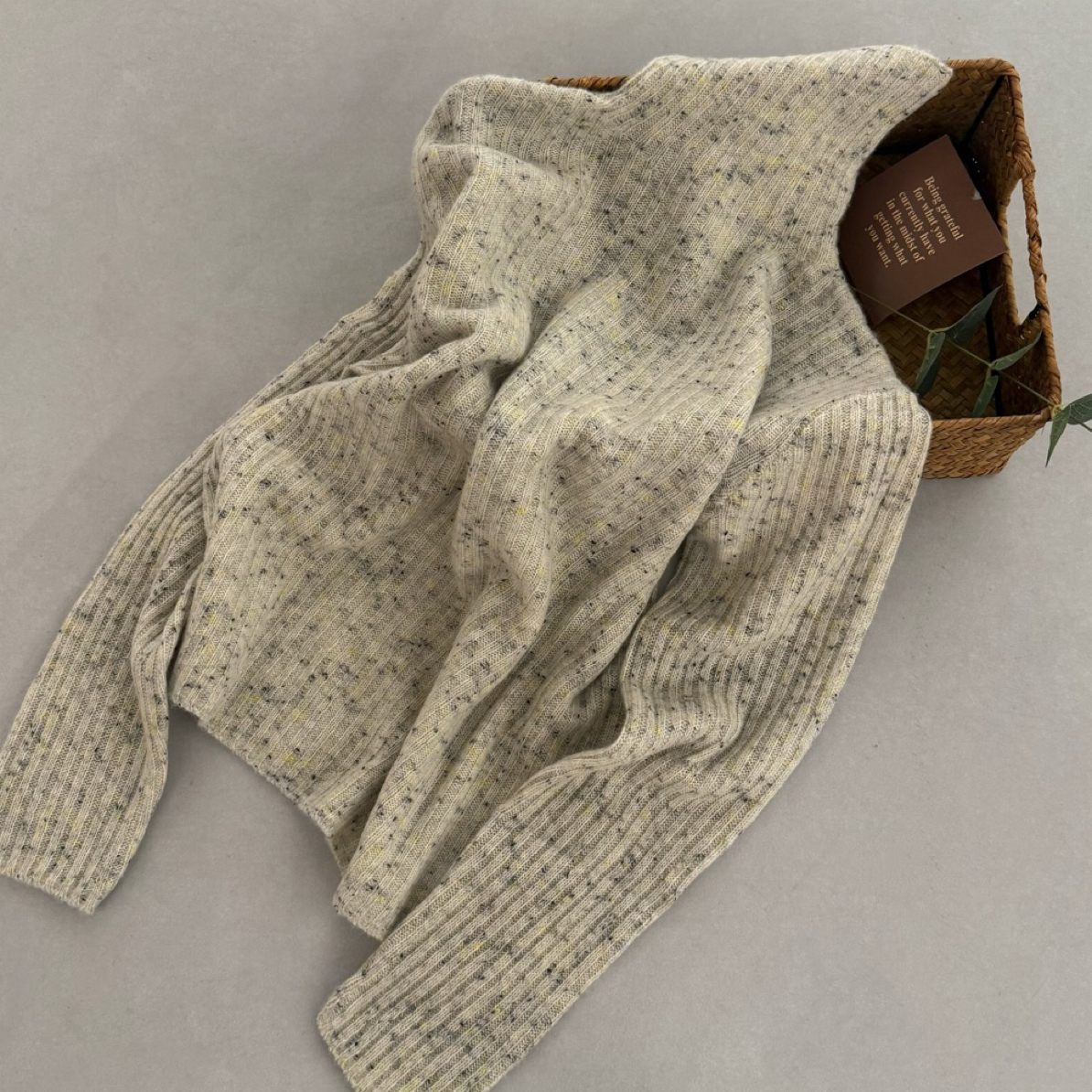 〔点子花纱～坑条米〕〔不可机洗〕韩版高领百搭坑条花纱针织上衣