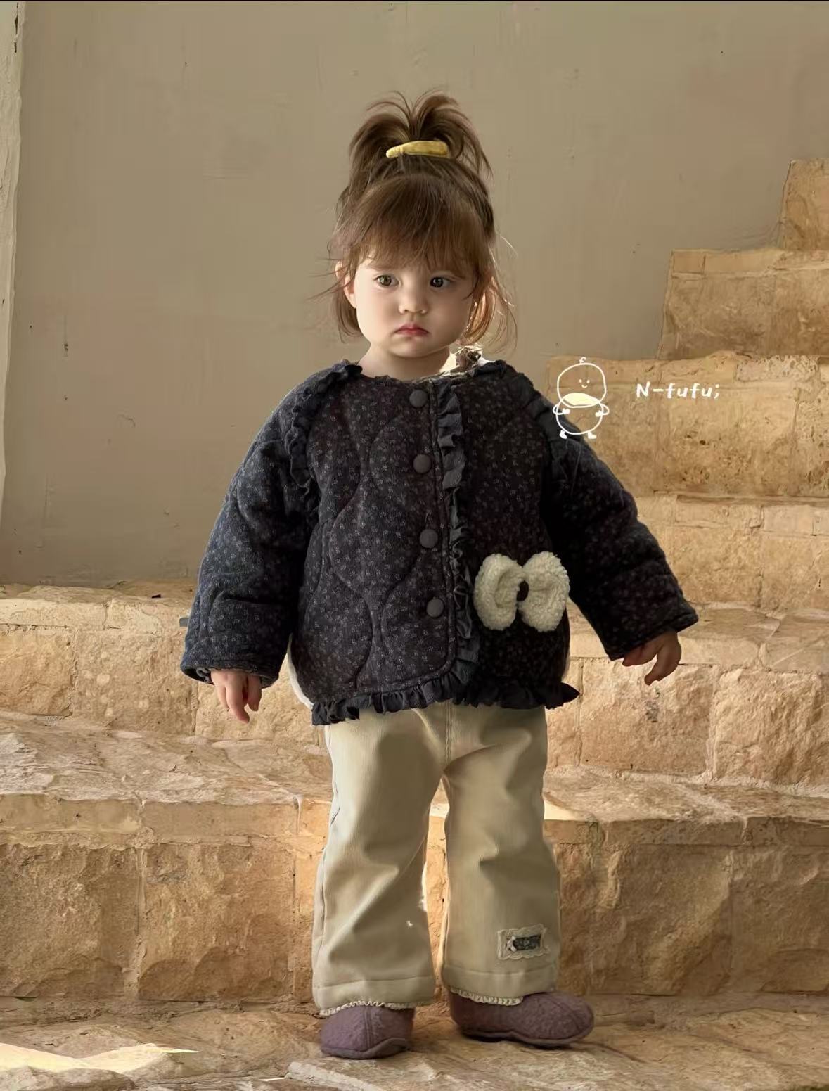 2025秋冬季碎花小狗棉服