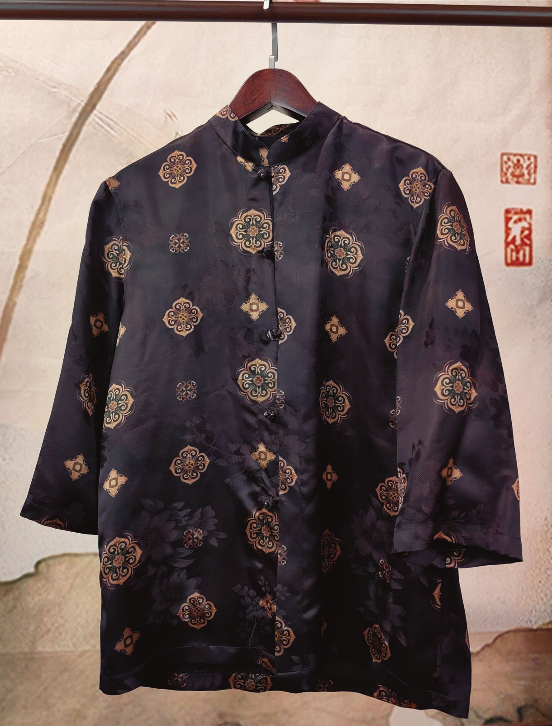 鲲之遥《宝相花》春夏国风开衫新中式香云纱100%桑蚕丝