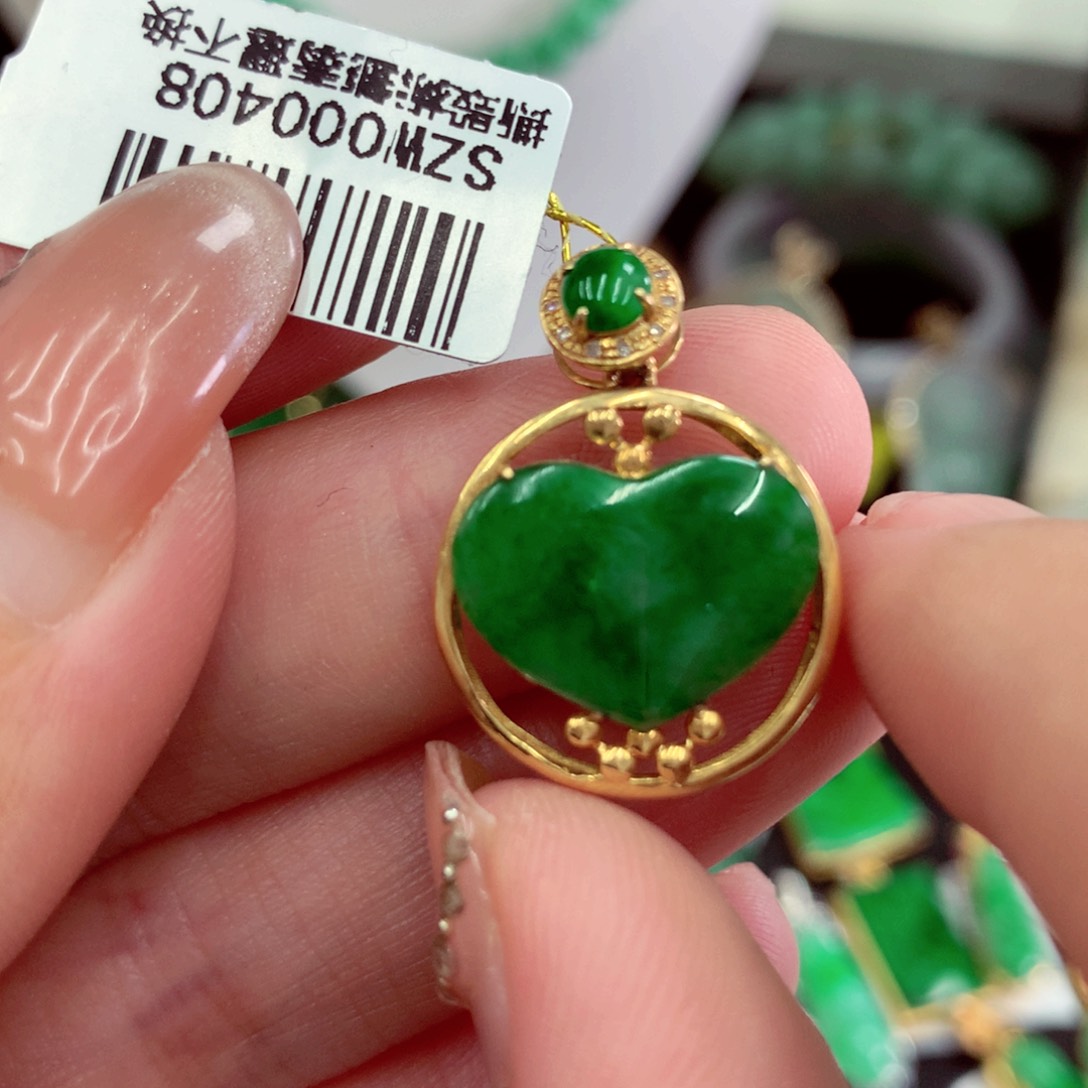 翡翠18K金镶嵌吊坠(不含链)