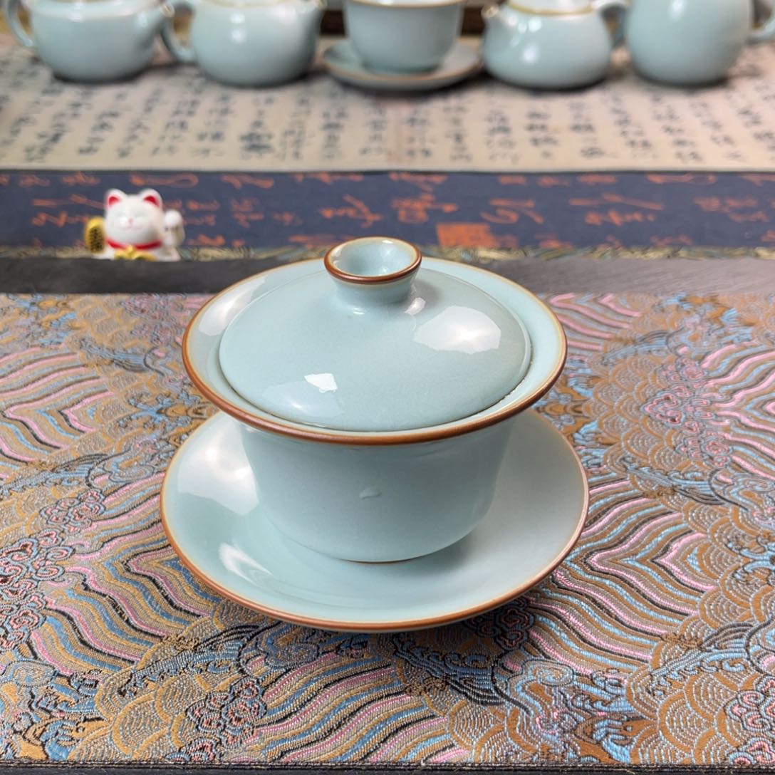 有瑕疵天青釉原矿汝瓷150cc