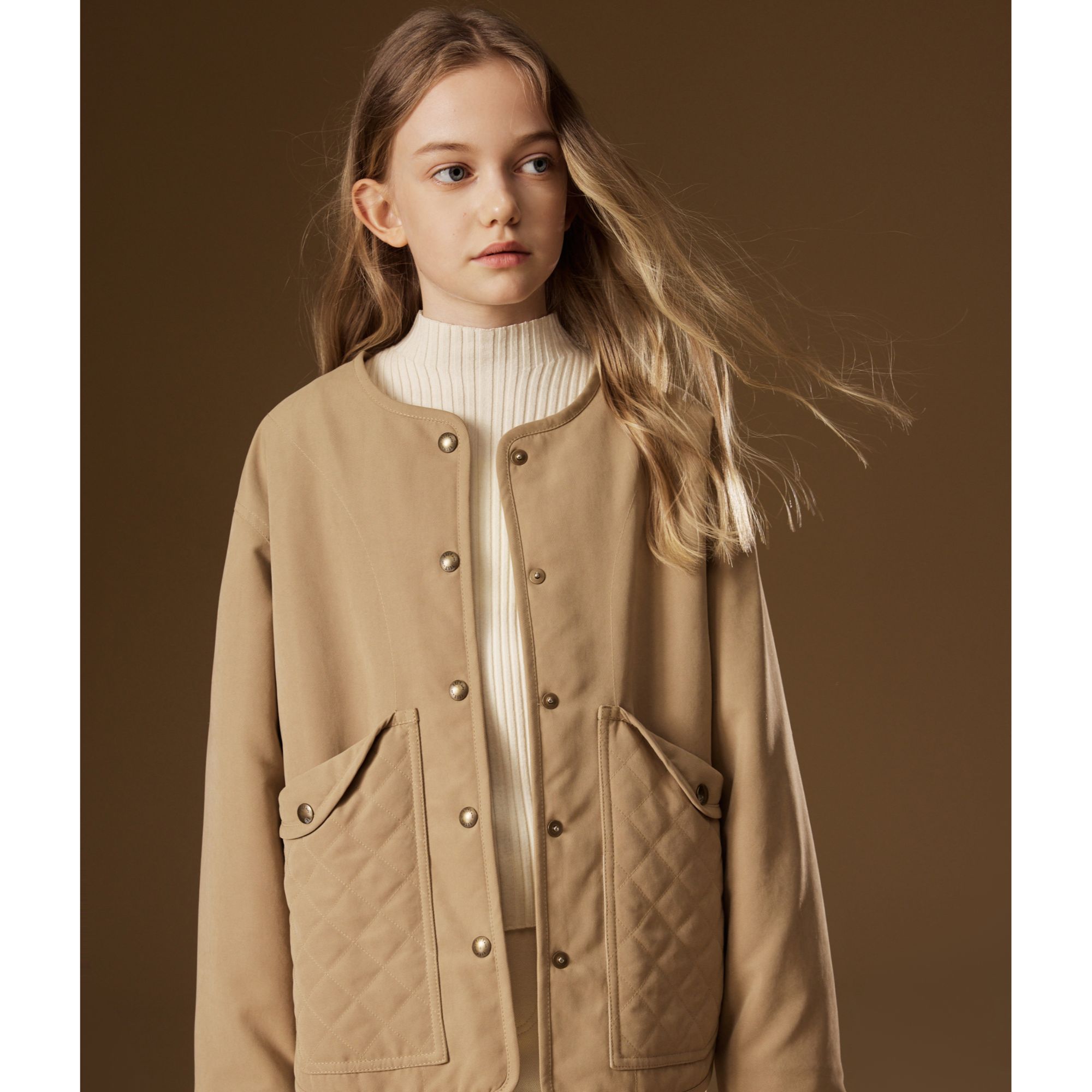 ELLE KIDS童装圆领经典老钱感棉服外套N2