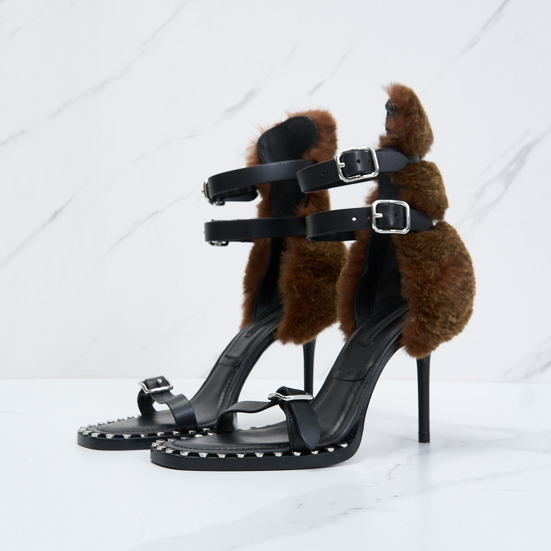 皮毛一体细跟凉鞋AGGS00341