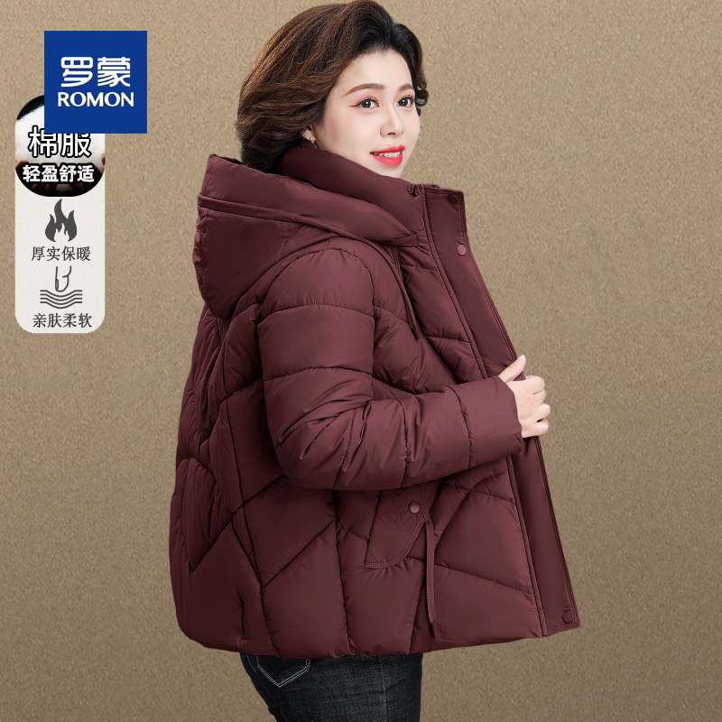 罗蒙中老年人棉服女2025新款妈妈冬装外套小个子短款棉衣加厚棉袄
