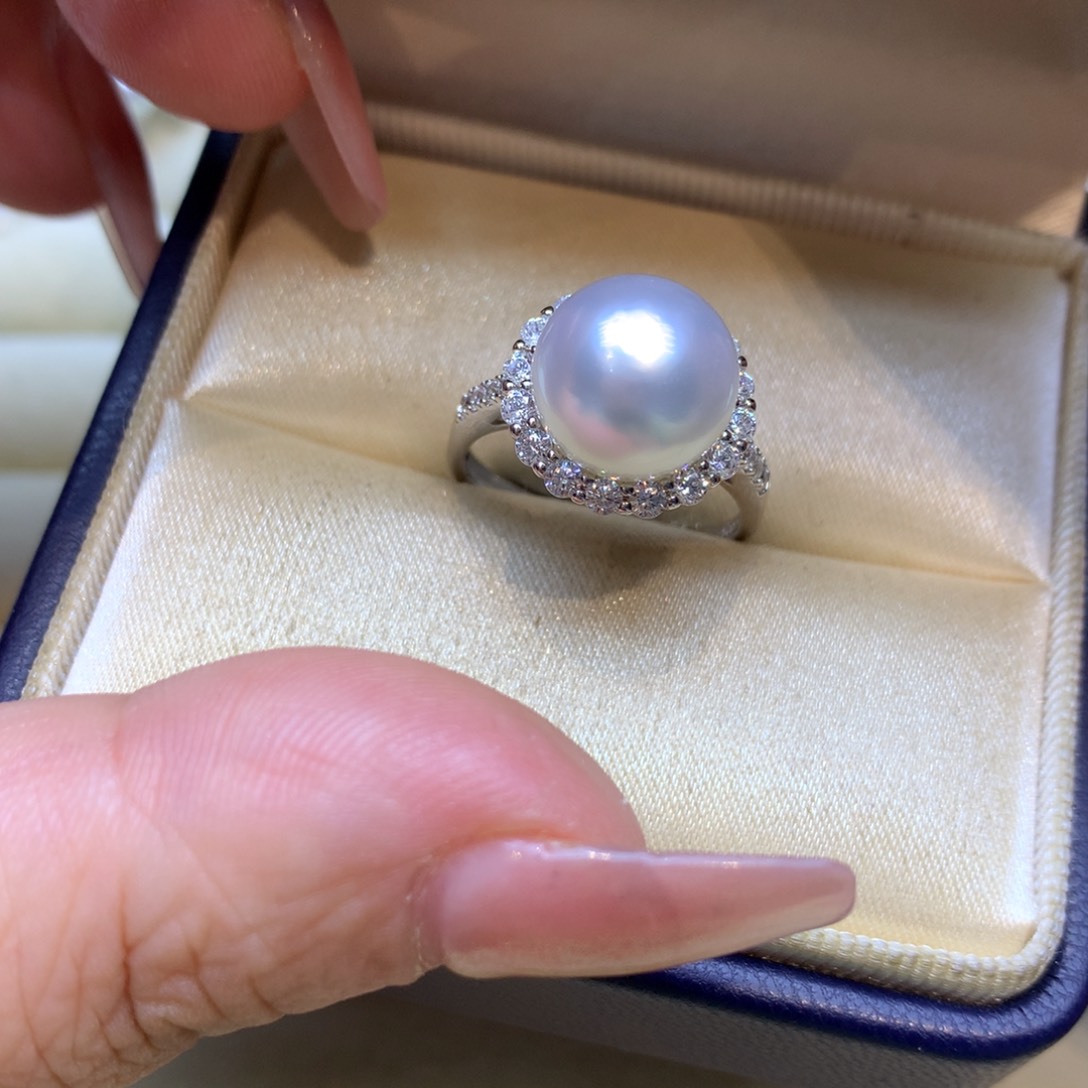 银S925镶嵌戒指海水珍珠