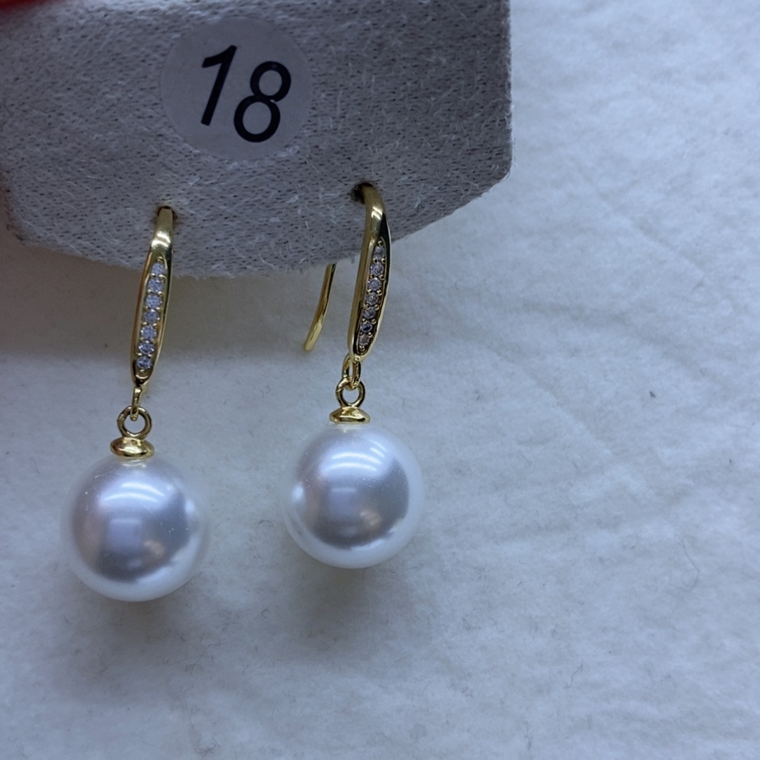 淡水珍珠耳饰银S925镶嵌18