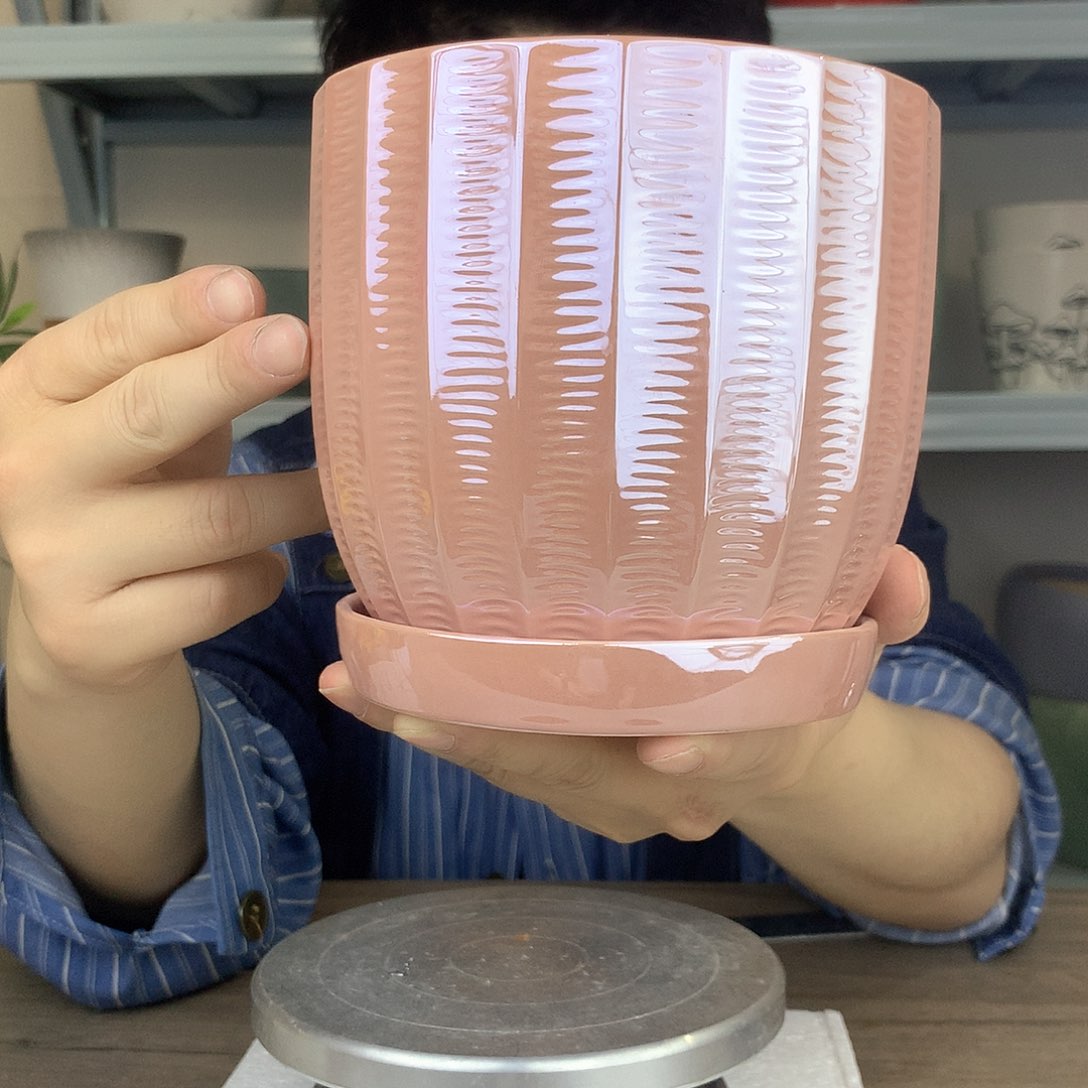 红陶电镀粉色13x13一个花盆