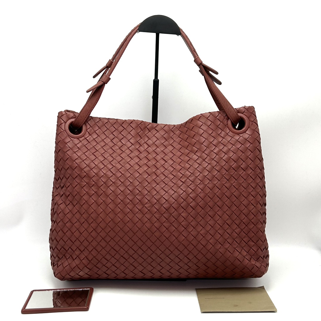 95新 BOTTEGA VENETA/葆蝶家 砖红色经典编织手提包 07964