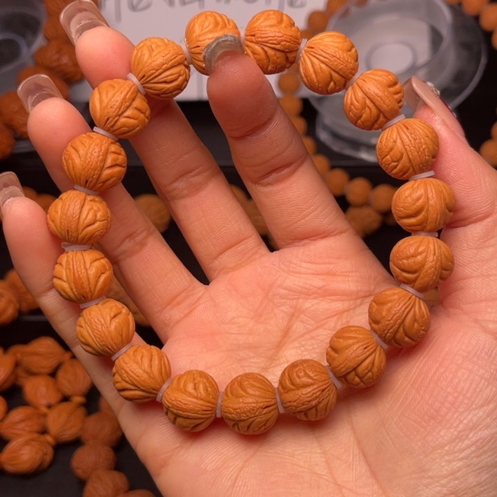 桃核手串@****红1.3尺寸聚宝盆手串（2号链接）