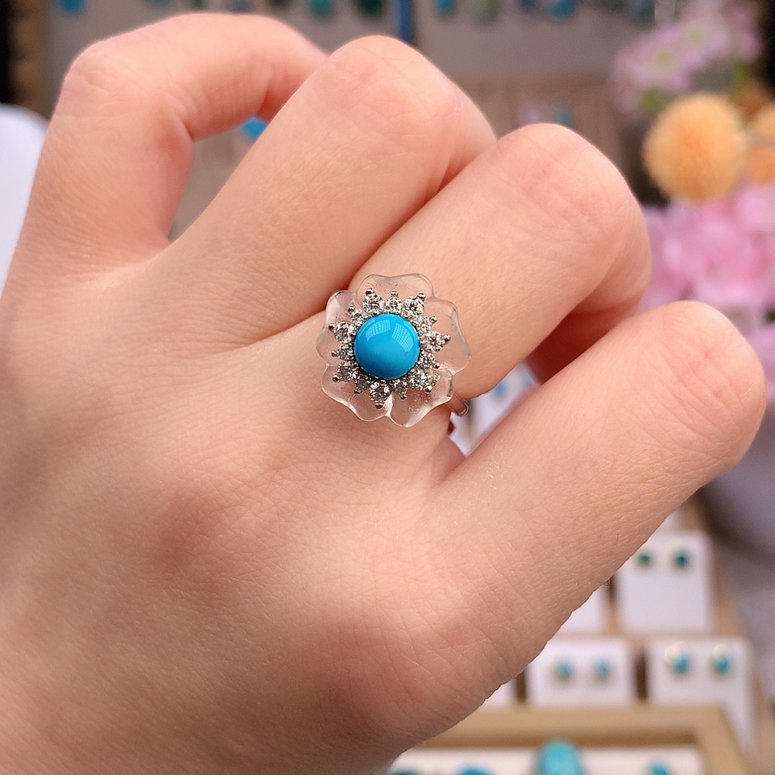 绿松石银S925镶嵌戒指