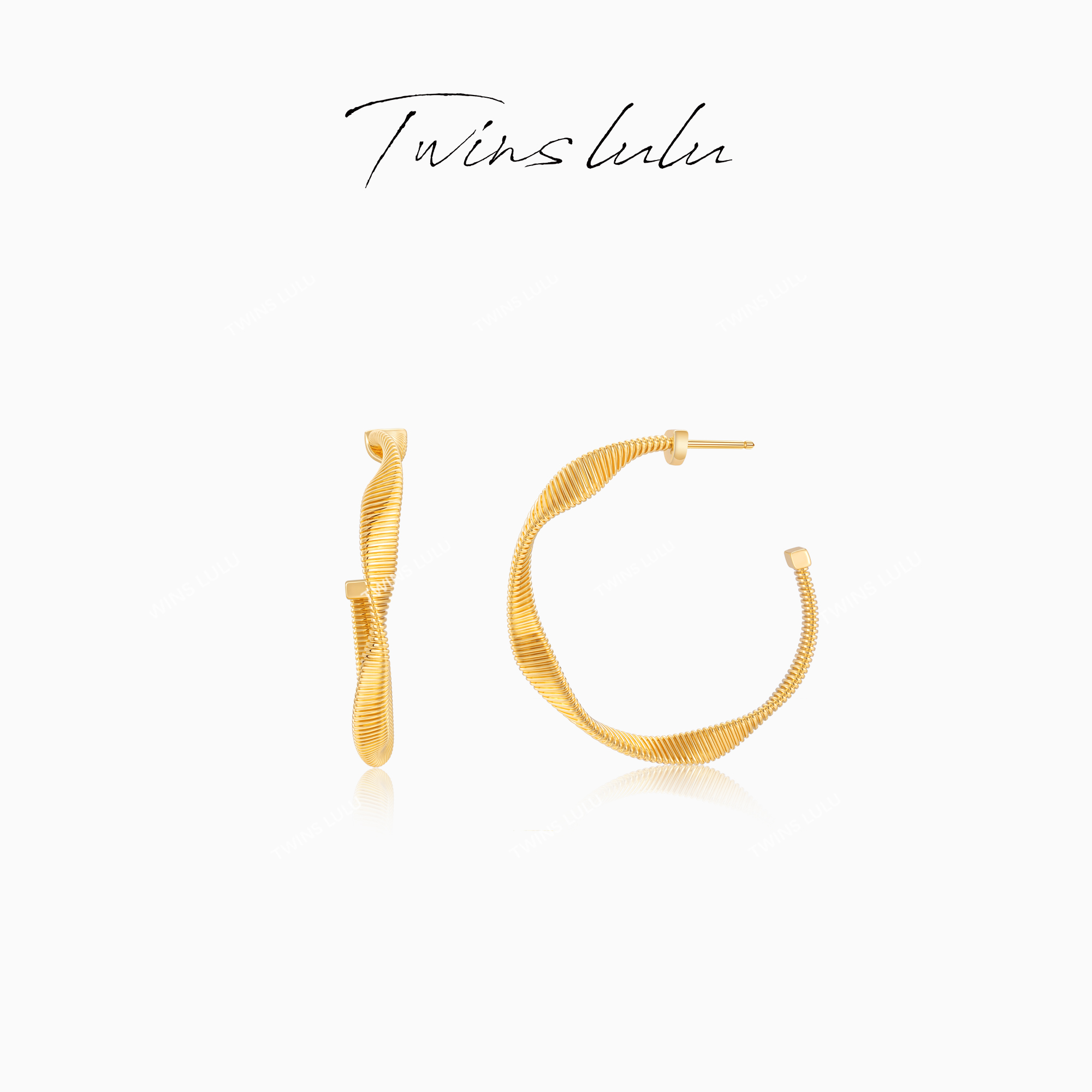 TWINS LULU 618 夏上新简纽纹C形耳环女款TSL2558