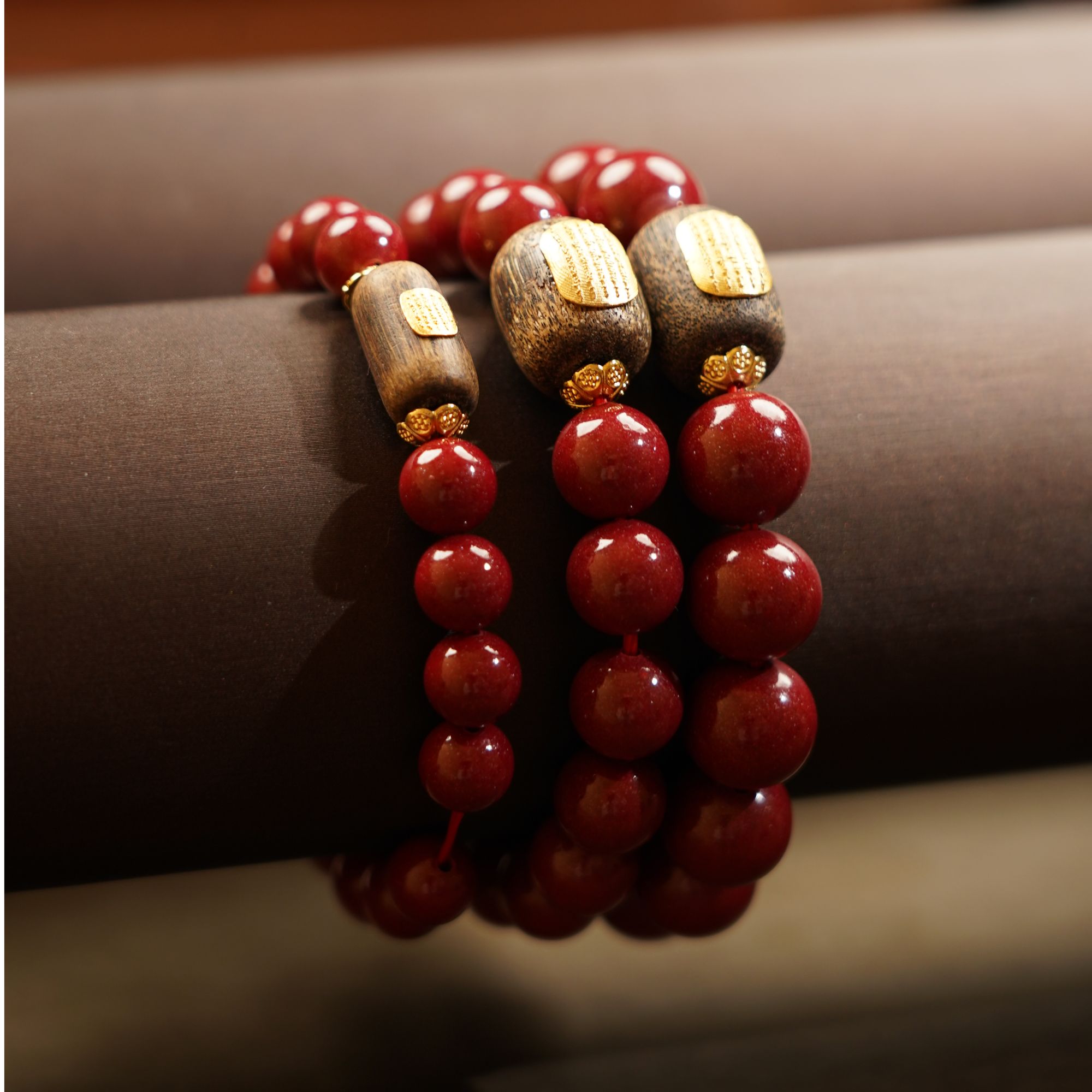 含辰砂工艺品单圈辰砂紫金砂沉香五条经款