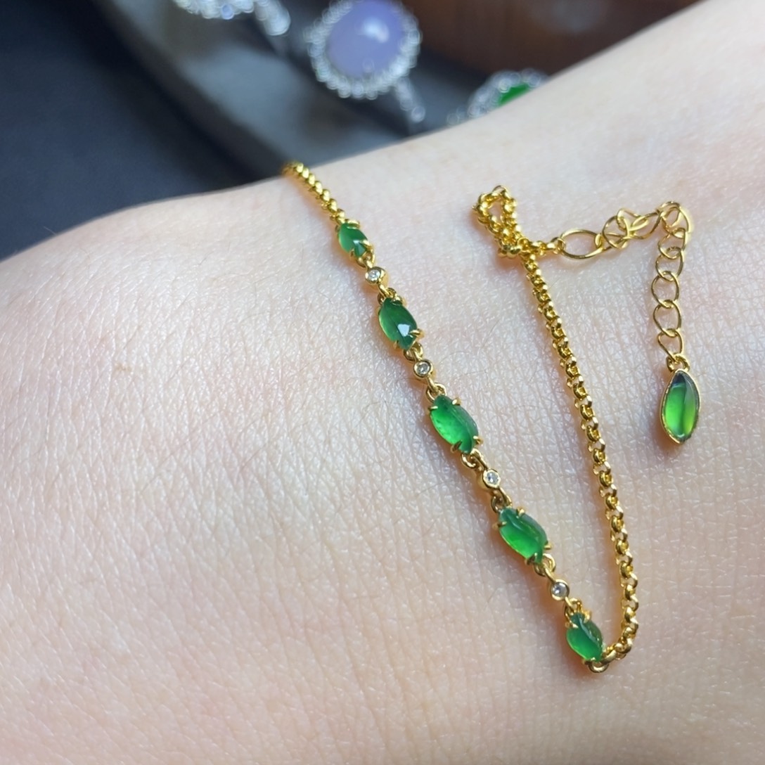 18K金镶嵌手链翡翠18Ｋ金随行手链