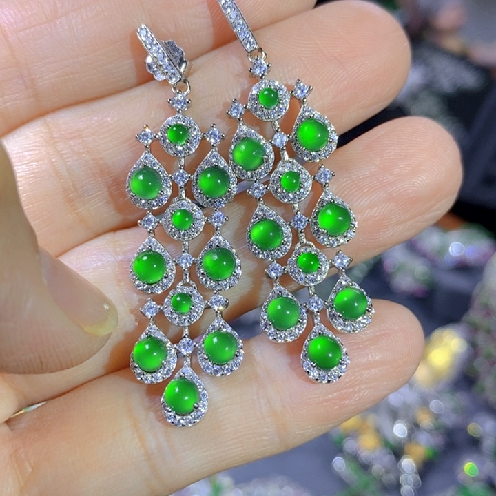 翡翠戒指银S925镶嵌天然翡翠