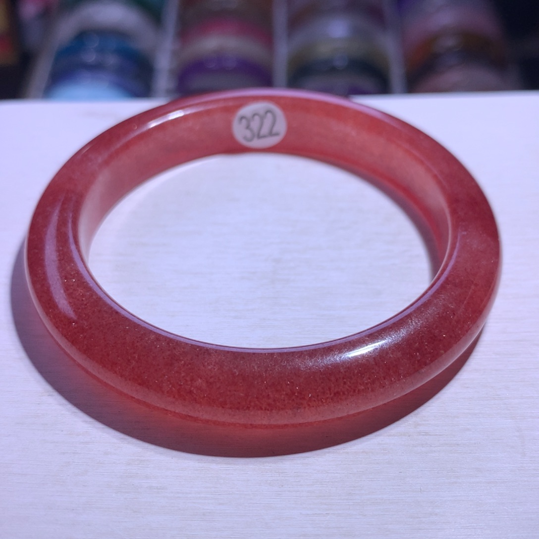 水晶手镯银S925镶嵌鸽血红草莓57.4圈322