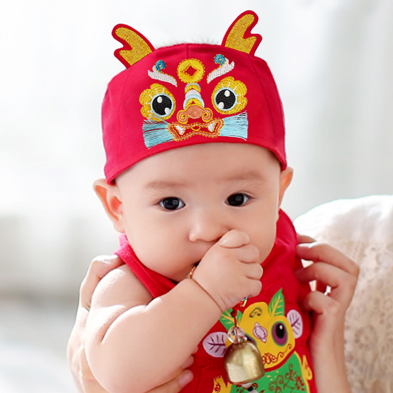 宝宝龙头帽夏季囟门帽空顶帽防风帽婴儿虎头满月国潮帽子MZ1921