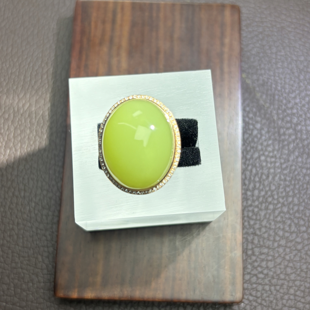 析木河磨玉、画龙料、无结构、玉戒指