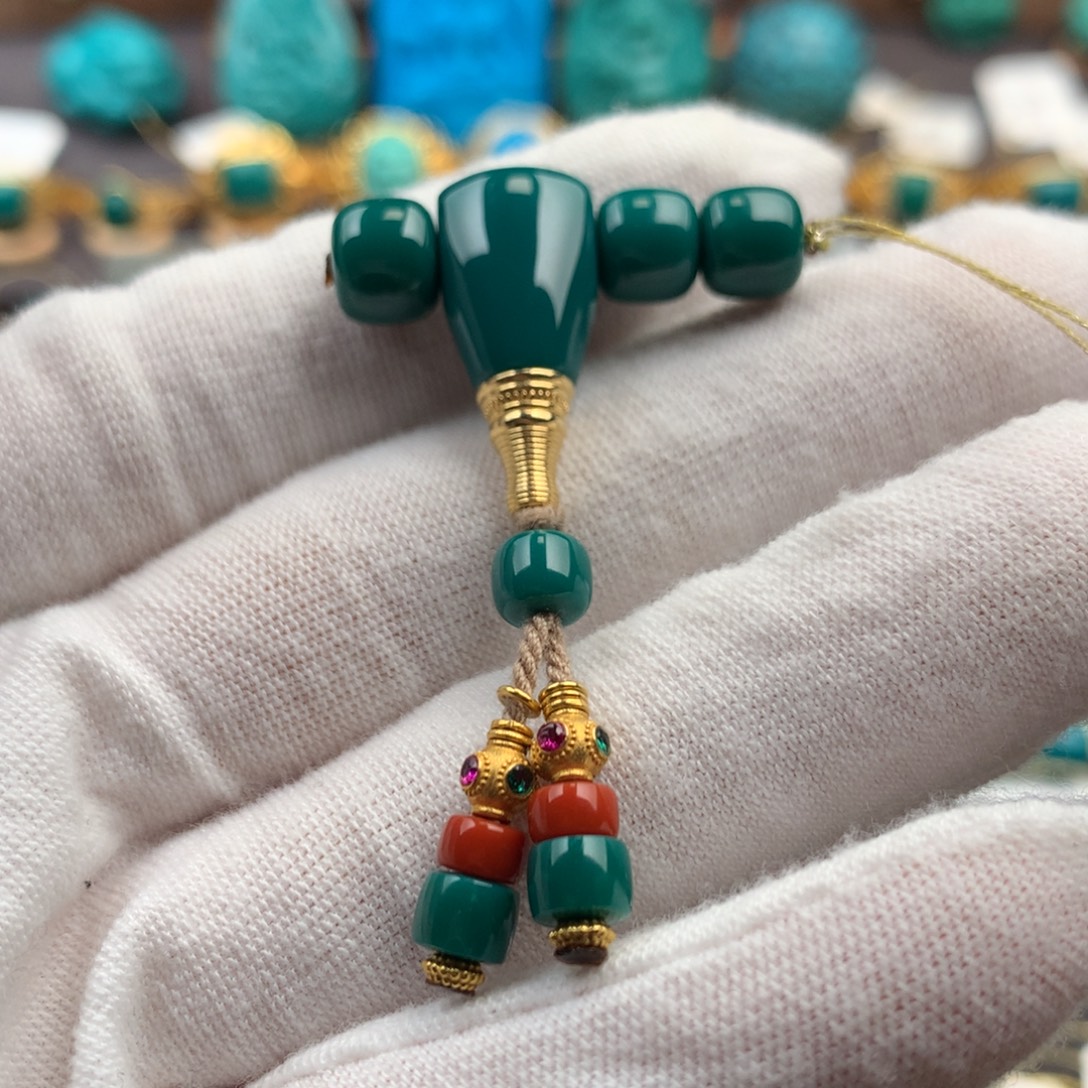 绿松石18K金镶嵌发饰7mm