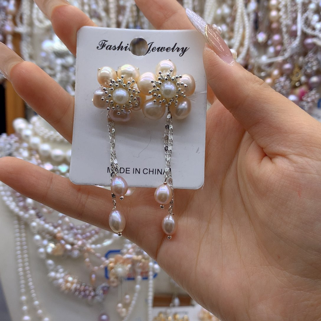 合金淡水珍珠耳饰