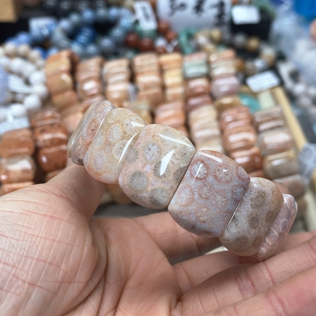 硅化珊瑚（珊瑚玉）手链未镶嵌大*猫067