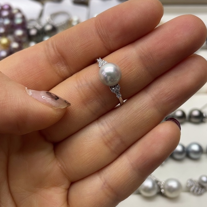 海水珍珠戒指银S925镶嵌